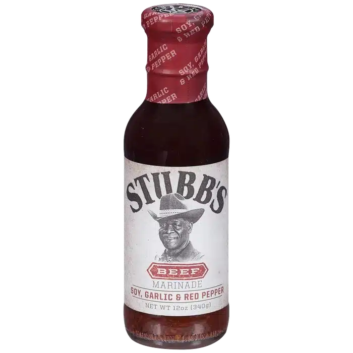 Stubbs soja, hvidløgs og rødpeber oksekødsmarinade